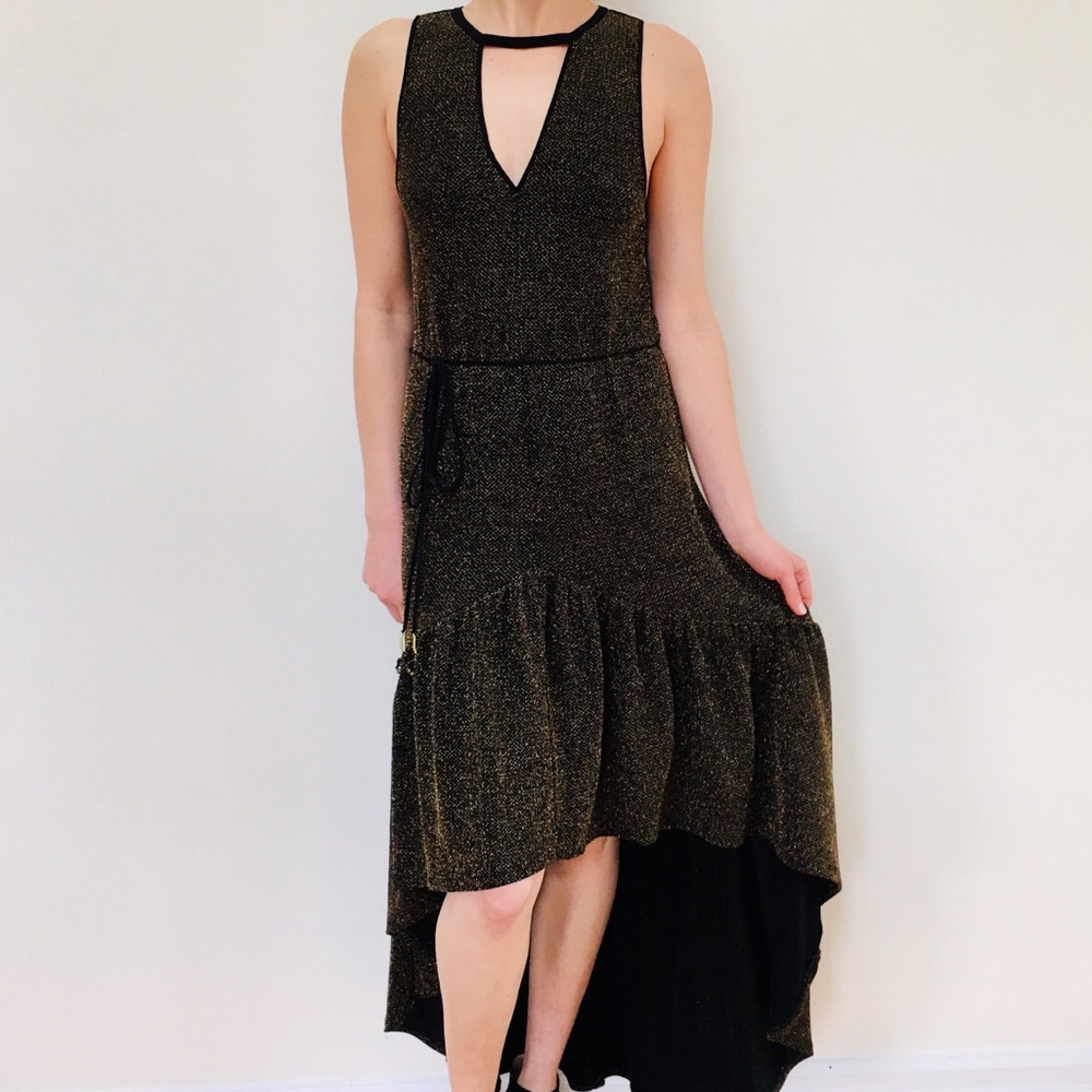 Gold Lurex high low dress